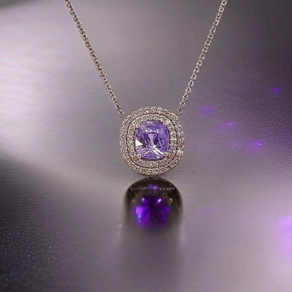 Natural Sapphire Diamond Pendant 18" 14k WG 3.84 TCW Certified 310562 - Picture 12 of 14